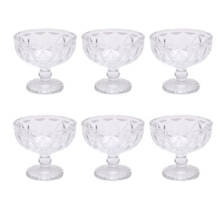 Jogo Taça Diamond 6 peças Transparente - Sobremesa Agua Vinho Suco Refrigerante