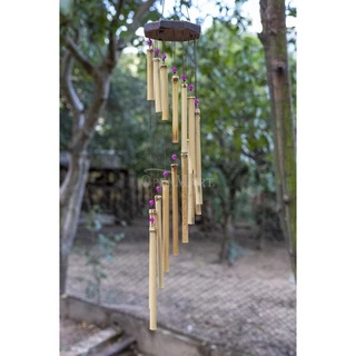 Sino dos Ventos Mensageiro Caracol em Bambu Decoração grande - Base Ocotogono