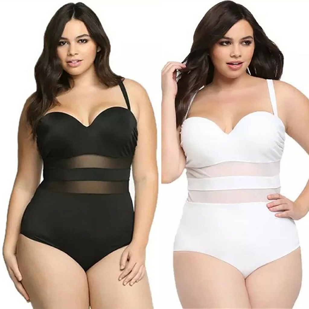 Biqu Ni Feminino Mai Feminino De Malha Uma Pe A Plus Size Liso Para Banho Praia