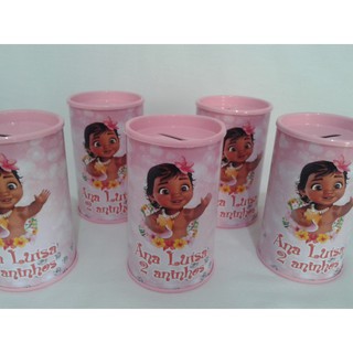 15 Long Drink Rosa Bebê Personalizado - Moana Disney