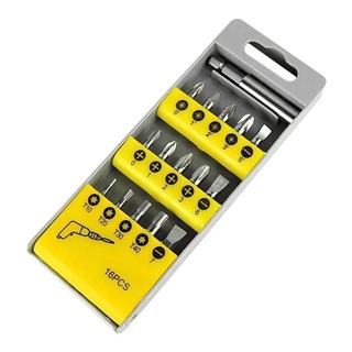 Jogo 16 Ponteiras Bits Prolongador De 1/4 Para Parafusadeira Ferramentas Tipo Torx Pozi Philips Fenda