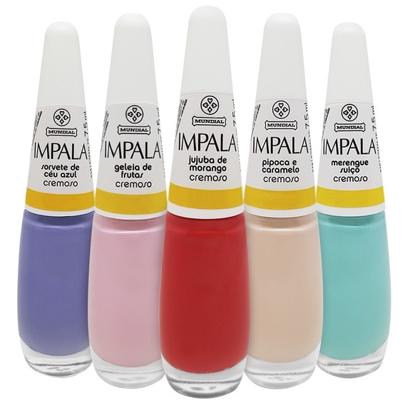 5 esmaltes Lollipop Coleção Impala Candy Colors Pasteis Fofas Kawaii