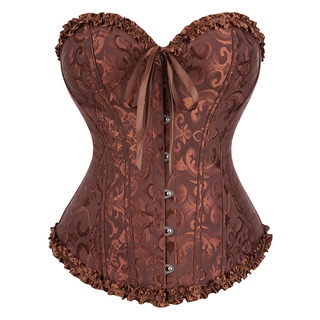 Corset with Straps Gothic Costume Black Lace Up Corset Top Vintage Jacquard  Plus Size Steampunk Corsets for Women Brown Red - AliExpress