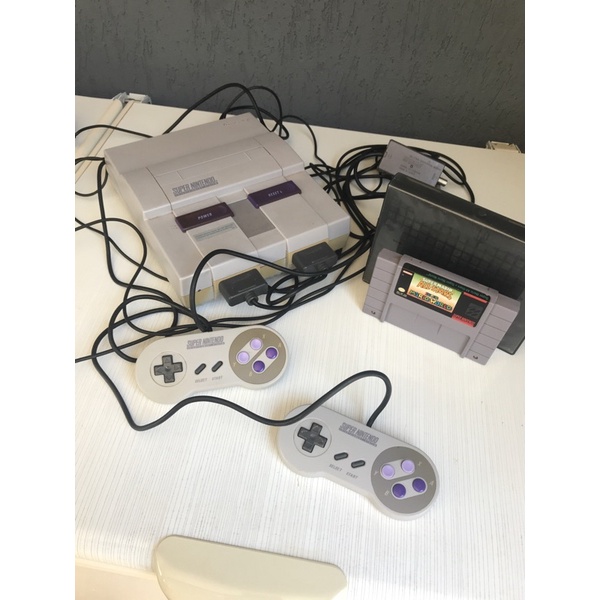 Video Game antigo original Super Nintendo Standard Classico Original com 2 Controles fita original Super Mario All Stars Super Mario World nerd
