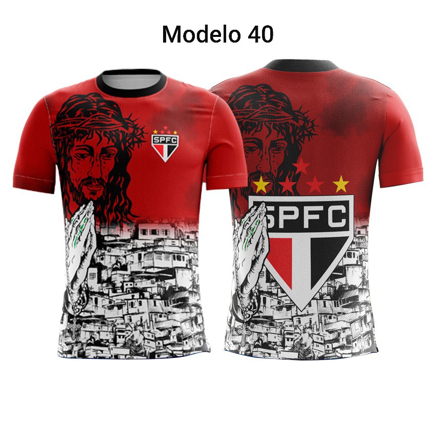 Camiseta Sao Paulo mod 40 futebol Arte Quebrada Tricolor