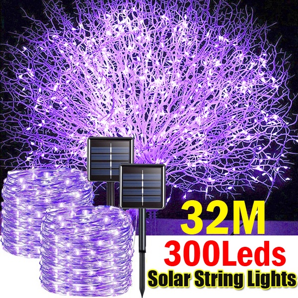 Cordão De Luzes Solares 22M/32M 200 LED 300LED Para Decoração De Natal/Ano Novo/Ambiente Externo
