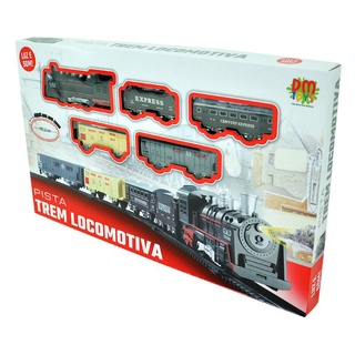 Brinquedo Pista Locomotiva Trem Elétrico c/ Sons Luzes 196cm - Chic Outlet  - Economize com estilo!