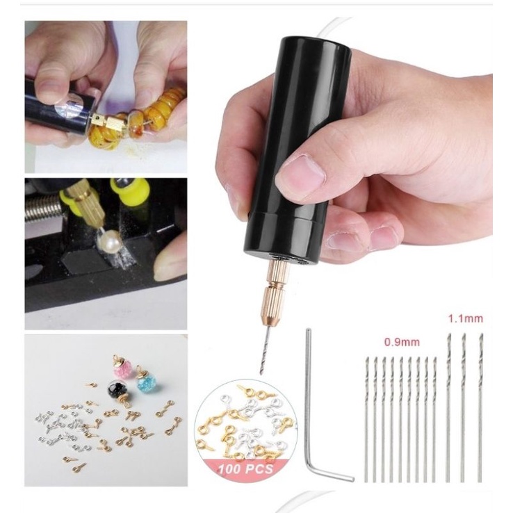 Kit Mini furadeira elétrica artesanato Biscuit+acessórios