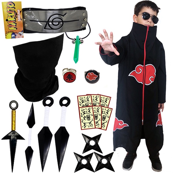 Capa Manto Akatsuki Barato Infantil Itachi Cosplay Nuvem Vermelha :  : Moda