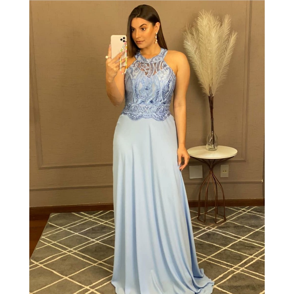 Vestido de formatura com sales tule bordado