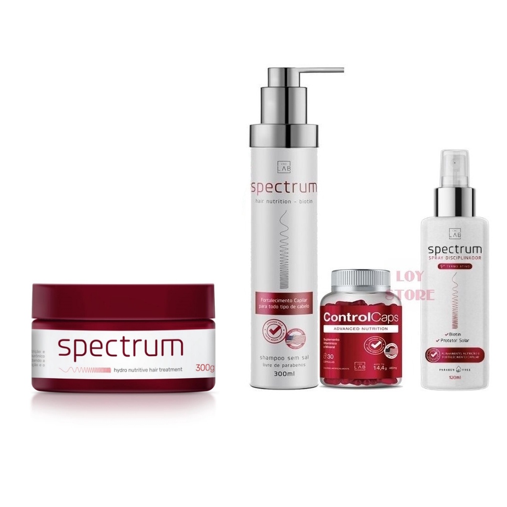 Kit Spectrum Hair + Control Caps +Máscara Spectrum + Spray | Shopee Brasil