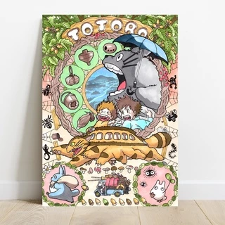 Quadro Poster Totoro art nouveau ghibli sem moldura