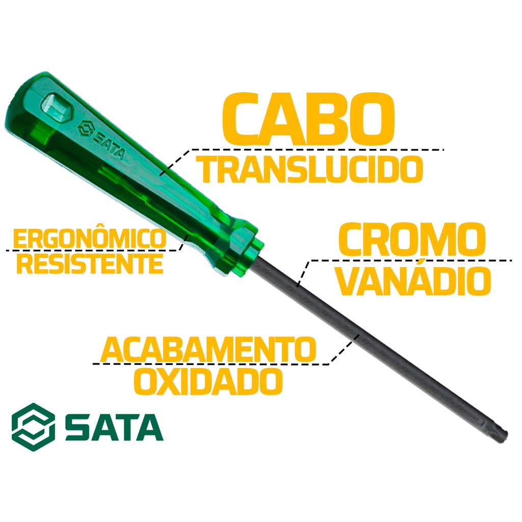 Chave Torx T45 Reta Ponta Magnética Sata St61477 | Shopee Brasil