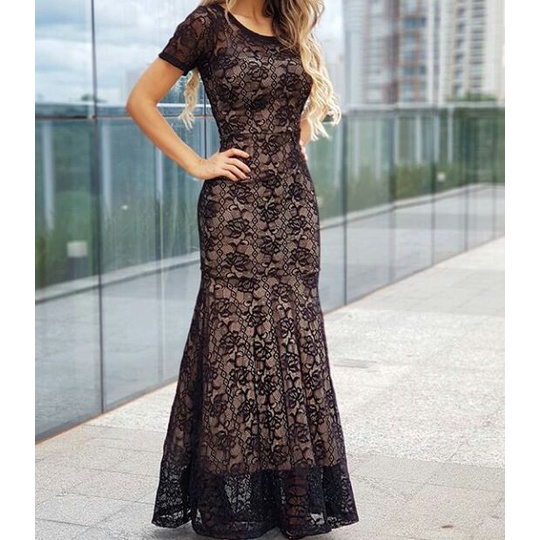 Vestido longo de store renda