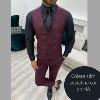Colete Social Masculino Slim Oxford Barato Colete Bordo Lançamento Único