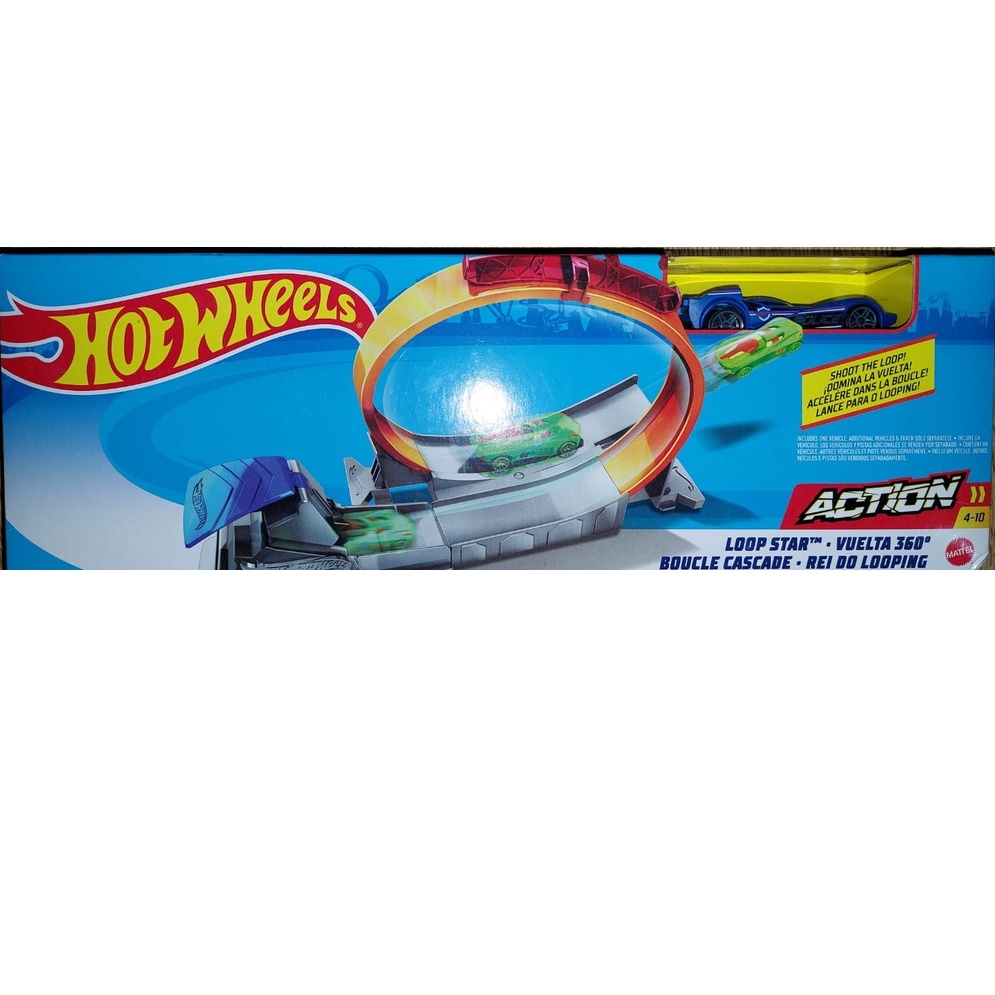 Pista Hot Wheels Loop Star Vuelta 360 Rei do Looping Mattel - Azul