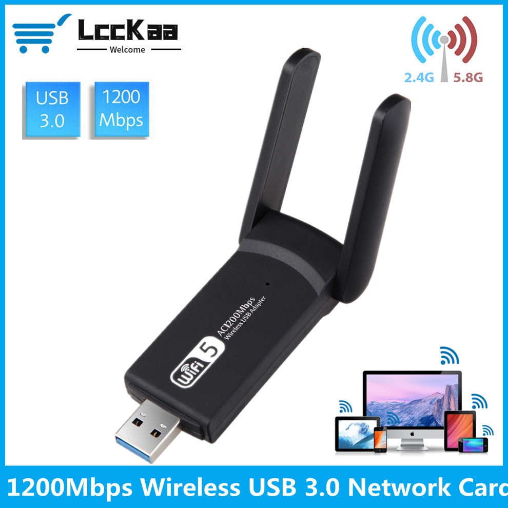 LccKaa 1200 Mbps Adaptador USB Wifi 5 Ghz AC Wi-Fi Dual Band 3.0 Ethernet 2.4G 5G