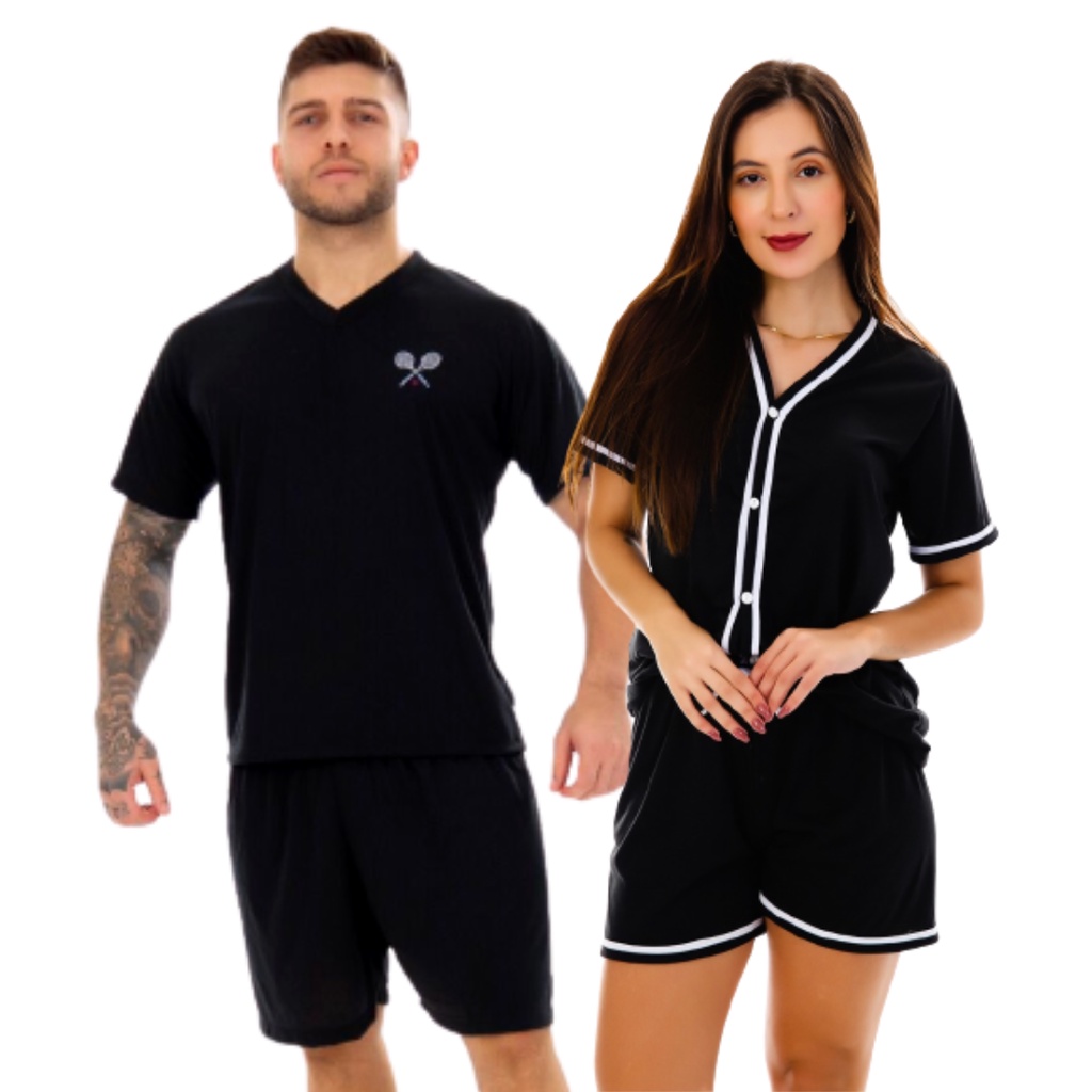 Pijama Adulto Masculino C/ Botões Cetim Meia Manga E Short