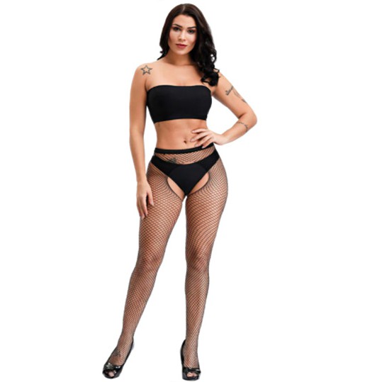 Conjunto de lingerie com meia arrastão