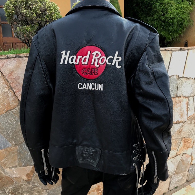 Jaqueta de couro hard rock sale cafe