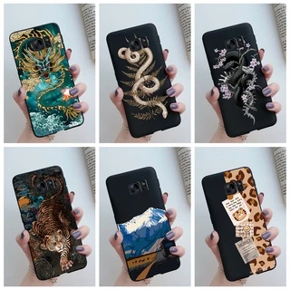 Capa Flexível De Silicone Preta Dragon Snake Para Samsung galaxy S6/S6 Edge/S7 S8 PLUS/S9