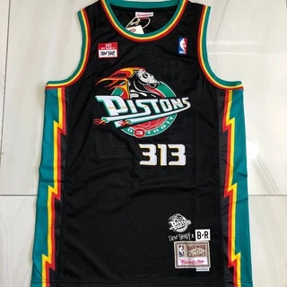 camisa masculina/Bordado Completo Jersey Eminem Edition Mitchell Zam Detroit Pistão Einem Shad Colete De Camisa De Basquetebol Slim-Fit