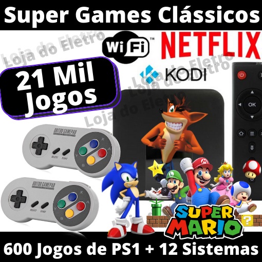 Vídeo Game Retrô 600 Jogos de PS1 Plugue e Jogue 2 Controles