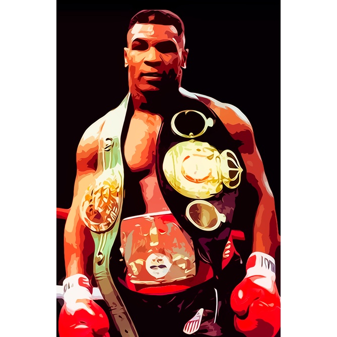 Quadro decorativo mike tyson boxe cinturões luta 1 peça