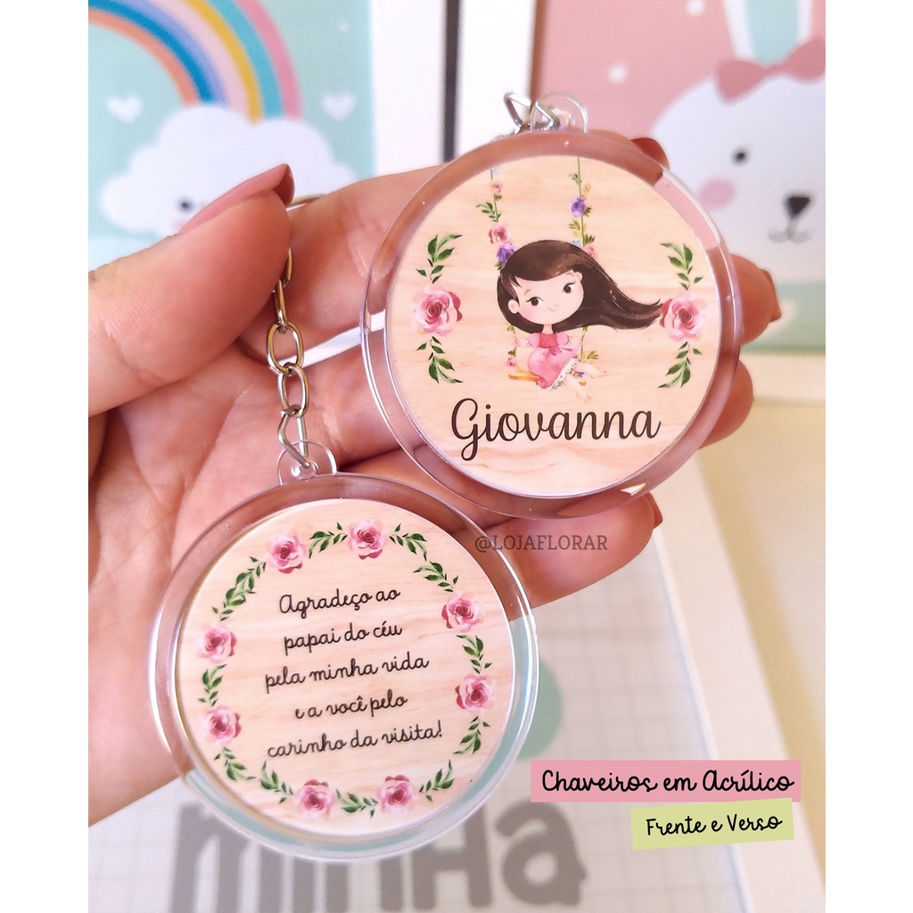Chaveiro Personalizado Para Menina Em Acrílico - Chá De Bebê - Lembrancinha Maternidade