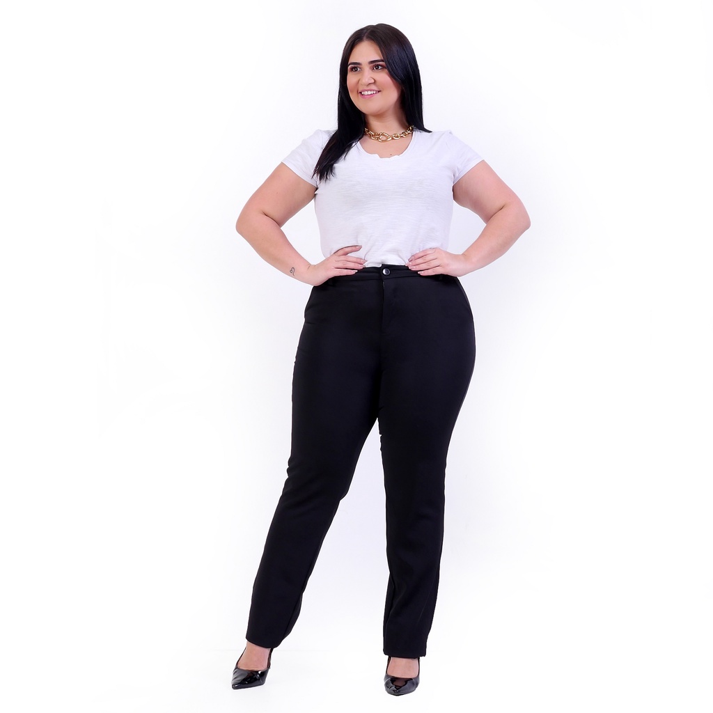 Calça social feminina preta plus sale size