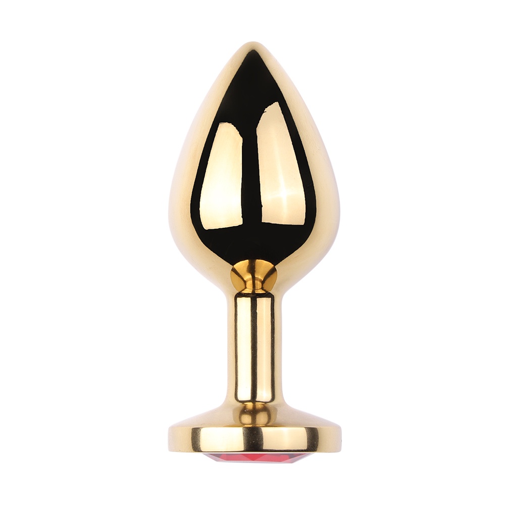 Plug Anal e Vaginal Dourado em Aço M Base Jóia 8 x 3 cm Masturbador  Feminino e Masculino Cores Sortidas Vip Mix - PL088M