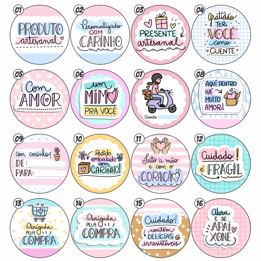 120 Etiquetas Adesivas - 4x4cm - PERSONALIZADAS