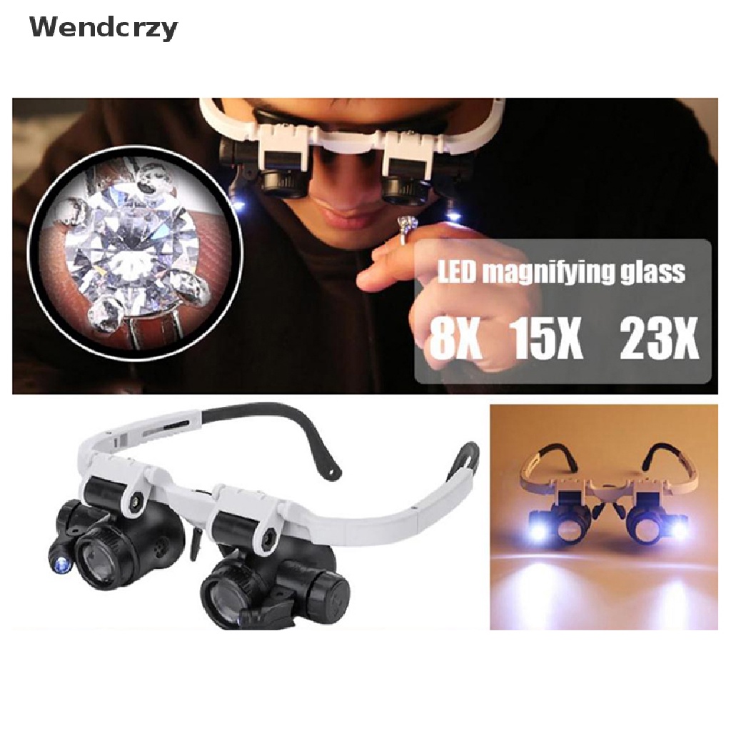 IPENNY Adjustable Headband Magnifying Glass with LED Light 8x 15X 23x Magnifier Goggles Binocular Glasses Handsfree Magnifier for