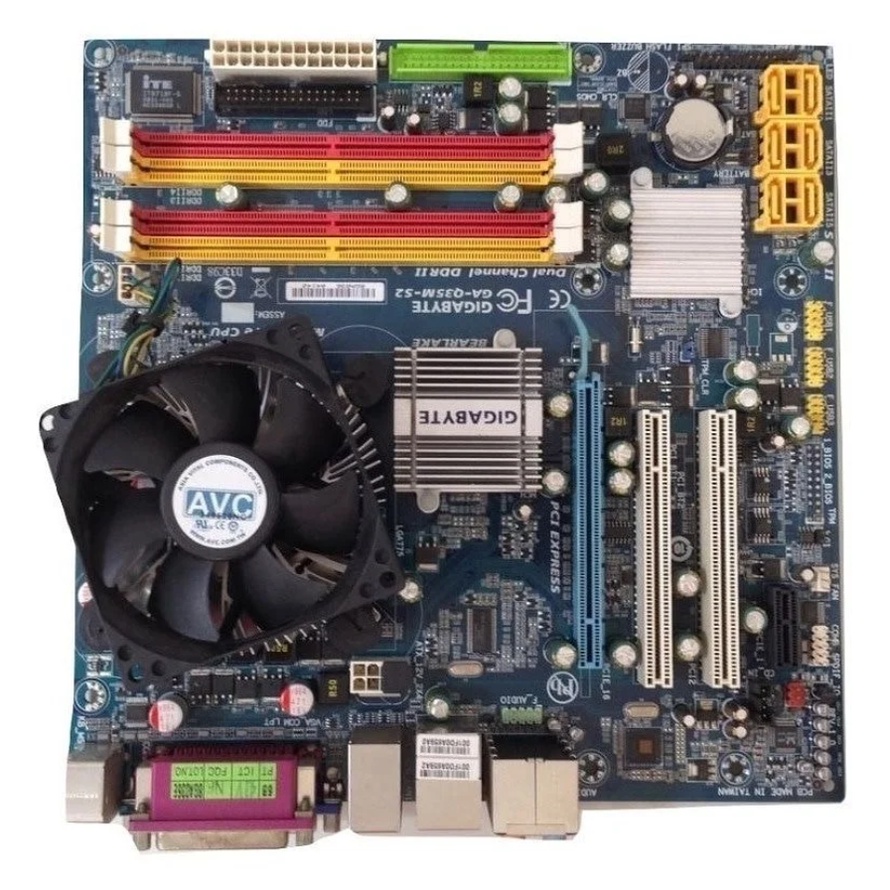 kit Placa-mãe GIGABYTE GA-Q35M-S2 processador 2gb memoria espelho