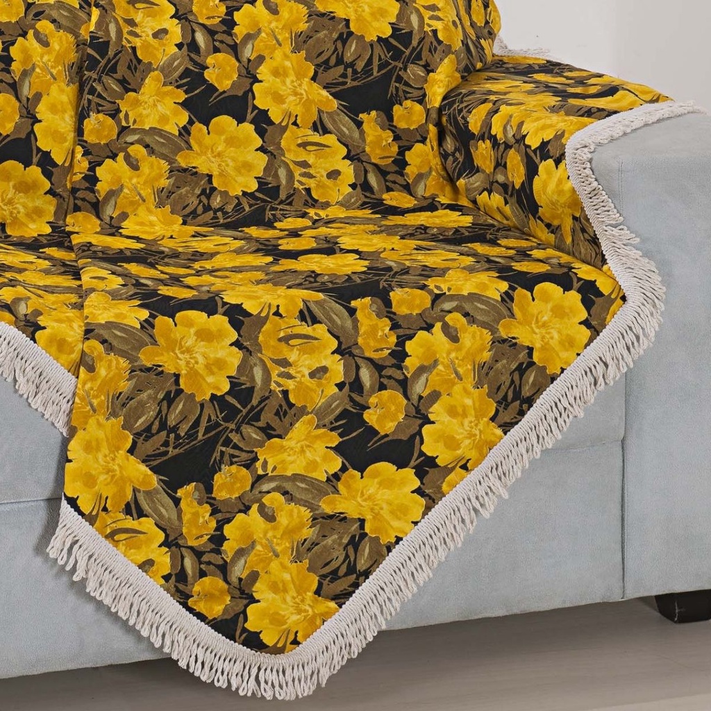 Manta Xale Sofá Cama Poltrona Franja Jacquard Estampado 1,50m
