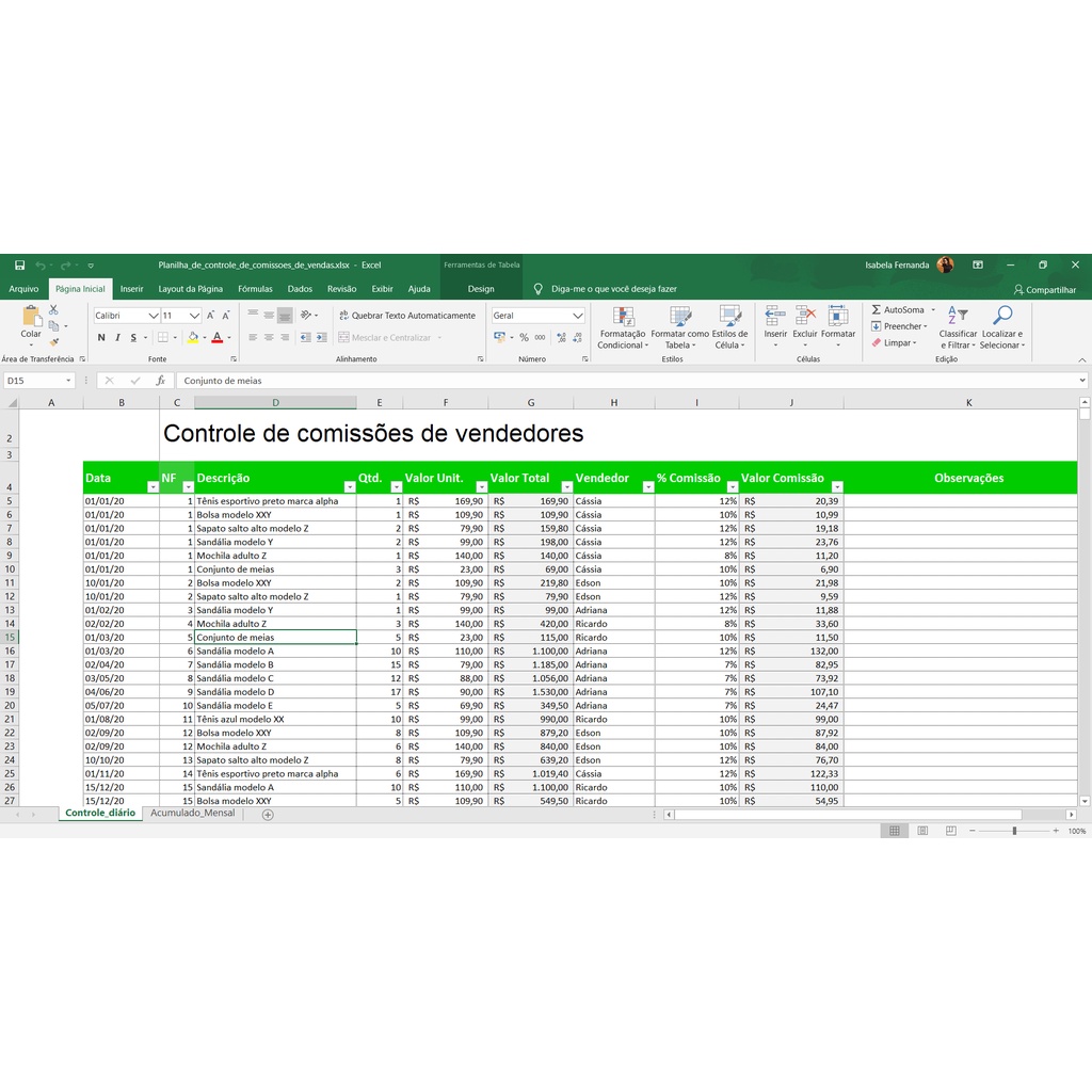 Planilha De Controle De Comissão Shopee Brasil 0008
