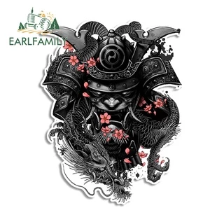 EARLFAMILY 13cm Samurai Japonês Irezumi Autocolante De Carro Moda Motocicleta Bicicleta Elétrica Decalque Oclusão De Raspadinha Skate De