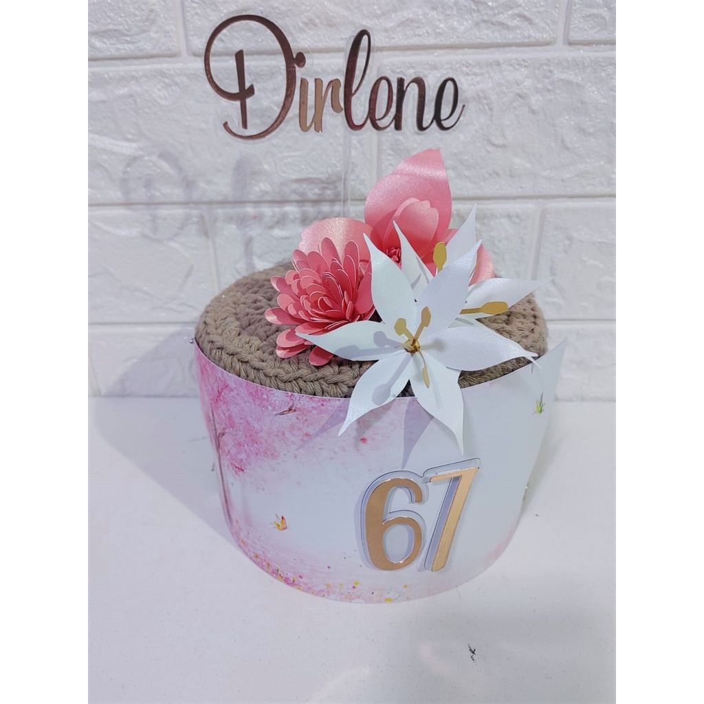 Topo / Topper de Bolo Adulto Feminino Personalizado 3D Flores