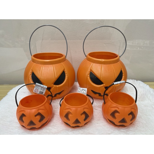 Abóbora De Plástico com alça Halloween