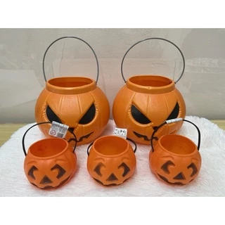 Abóbora De Plástico com alça Halloween