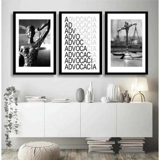 Quadro decorativo 3 peças 60x40 Escritório advogado advogada Advocacia Justiça