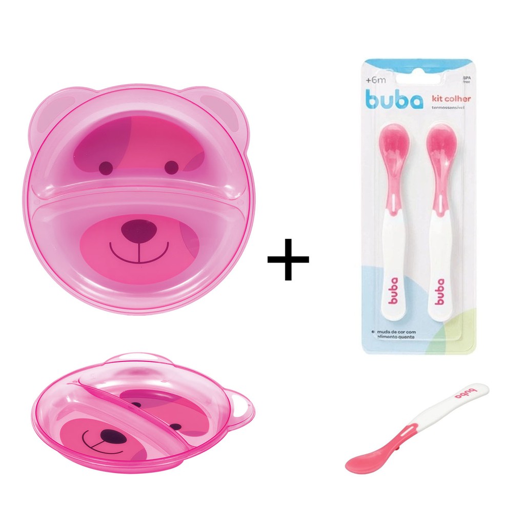 Buba Kit com 2 Colheres Termossensível Buba muda de cor com alimento muito  quente kit colher bebe colher infantil colher de treinamento para papinha e  alimentacao do bebe Verde y Rosa