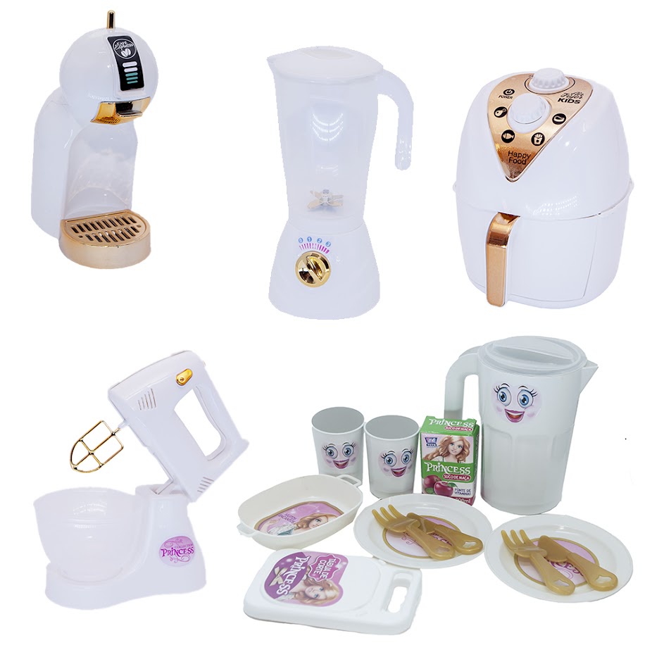 Menina Brinquedo Kit Cozinha Mercado Comida Air Fryer 46pç - Click