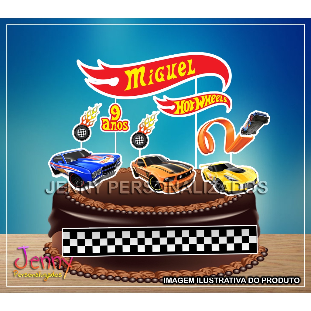 Topper para Bolo Festa Hot Wheels - 4 Unidades - Festcolor - Rizzo - Loja  de Confeitaria