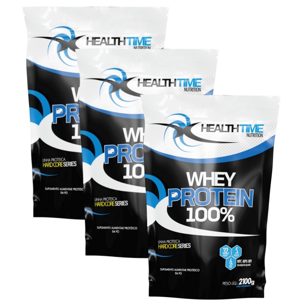 3x Pacotes Whey Protein Isolado 100% Proteína 6,300kg – Health Time