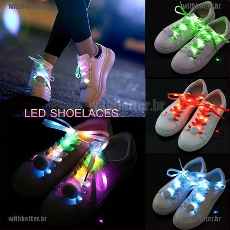 【 withbetter 】 LED Laço Para Sapatos Ilumine Cores Brilhante Algodão Piscando