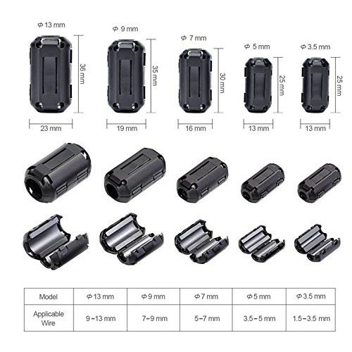 20x Ferritringkern-Set – 4 Größen (5/7/9/13 Mm) Zur Störunterdrückung An USB-, Audio- & Stromkabeln