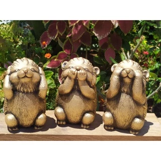 Porco Espinho Trio Porco espinho em gesso cor Dourado Decoração Casa 03 Pçs DOURADO