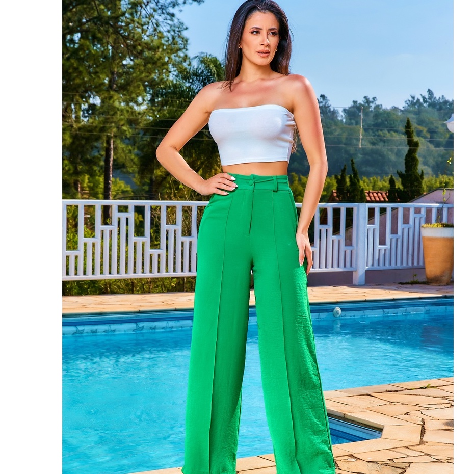 Calça Pantalona com zíper e botao Moda Feminina ref:1333 - Desconto no Preço