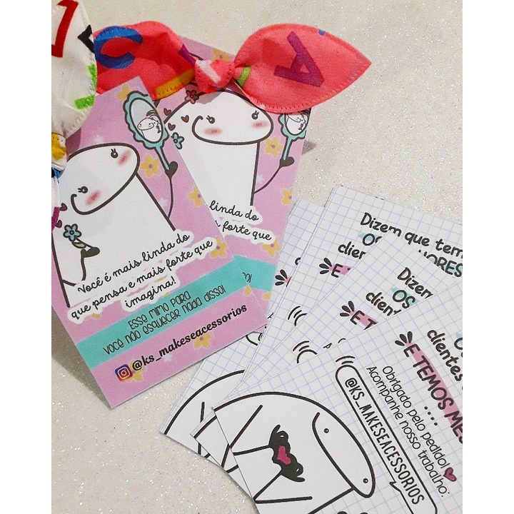 40 Tags flork para xuxinha elástico de cabelo personalizada